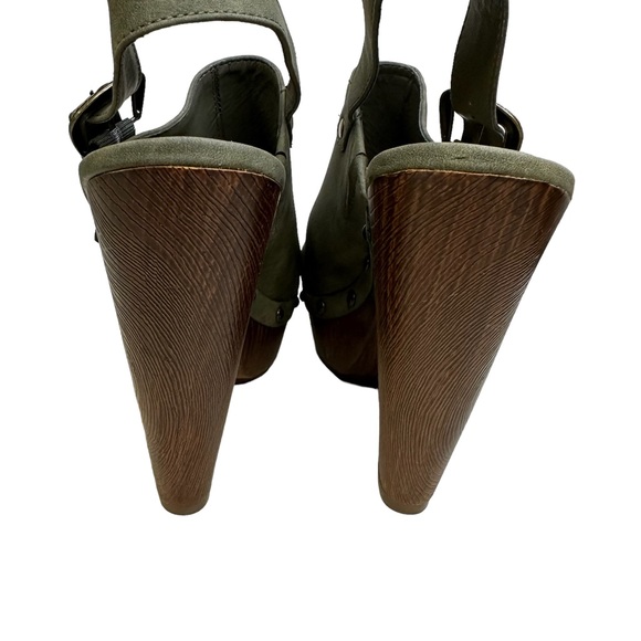 G by Guess Hammered Green Open Toe Slingback Buckle Platform Sandals Heel 10 - Picture 6 of 10